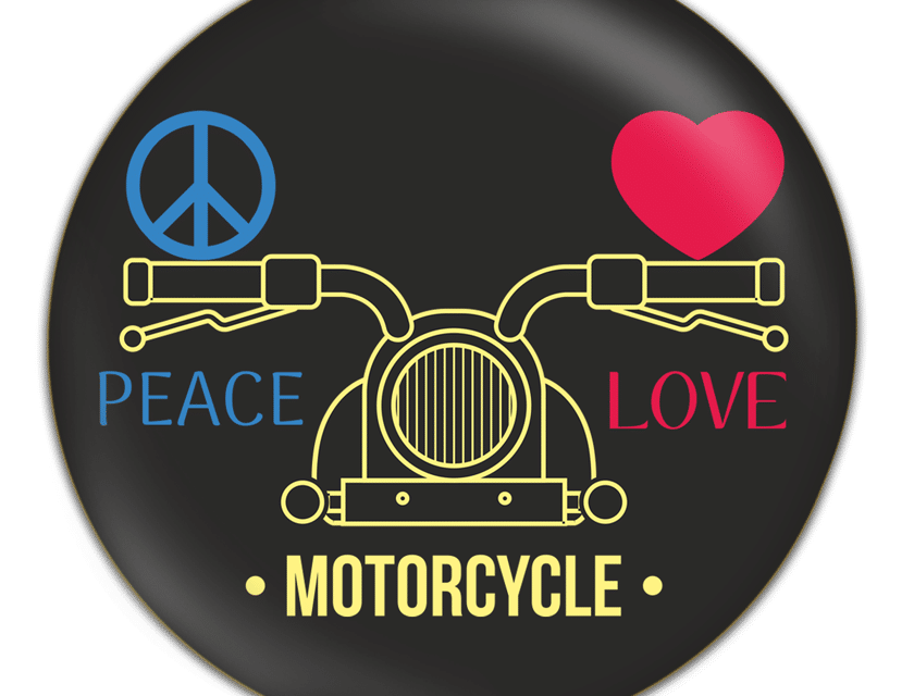 peace+love_motorcycle_black- Badge