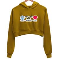 peace mustard crop hoodie