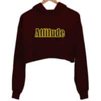 attitude maroon crop hoodie
