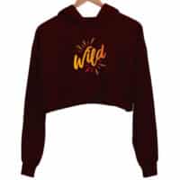 wild orange- maroon crop hoodie