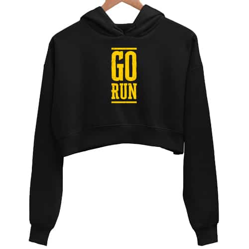 go run black crop hoodie