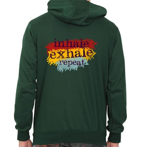 bottle green inhale exhale male hoodie