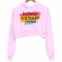 inhale exhale pink crop hooide