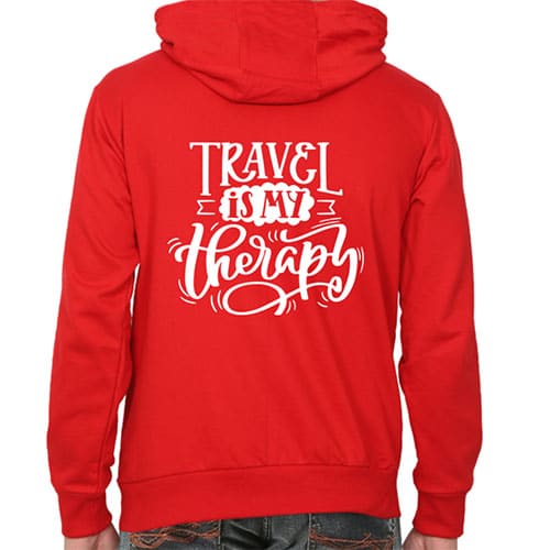 red male hoodie- travel therapy