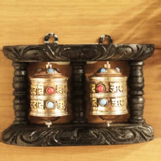 Buddhist Wall Mounting with two Prayer Wheel