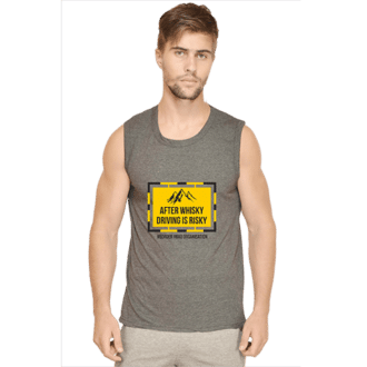 charcoal melange- mens sleeveless tshirt- drive safe