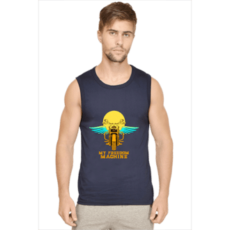 Navy- mens sleeveless tshirt- freedom machine